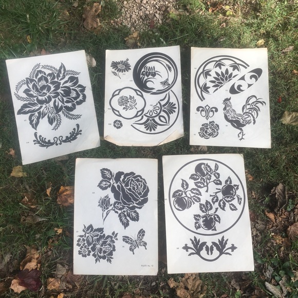 Vintage Etching Designs Symbols Flowers Botanical
